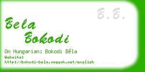 bela bokodi business card
